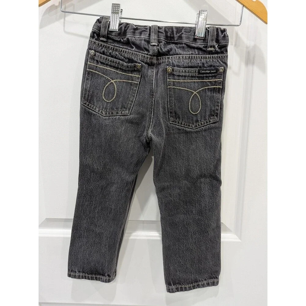 Calvin Klein Jeans Kids Black Gray Straight Denim Pants Toddler Boys Size 4T